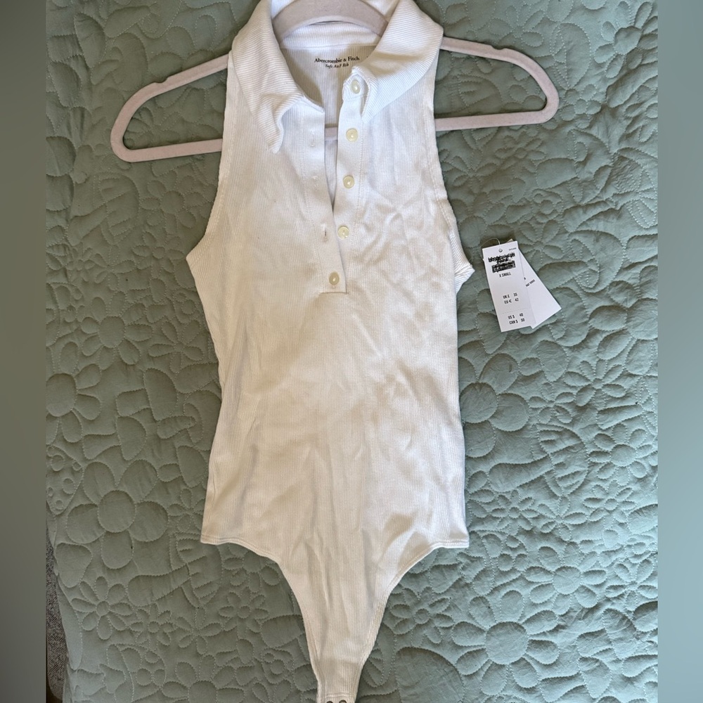 A&F White Ribbed Bodysuit
